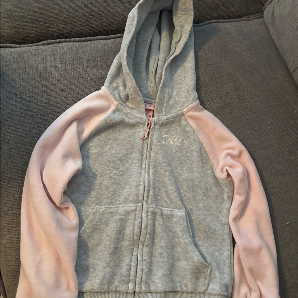 Juicy Couture Kids Gray and Pink Zip-Up Hoodie